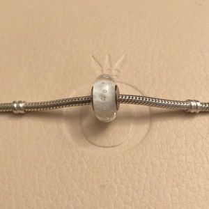 Auth Pandora White Effervescence Murano Glass, CZ